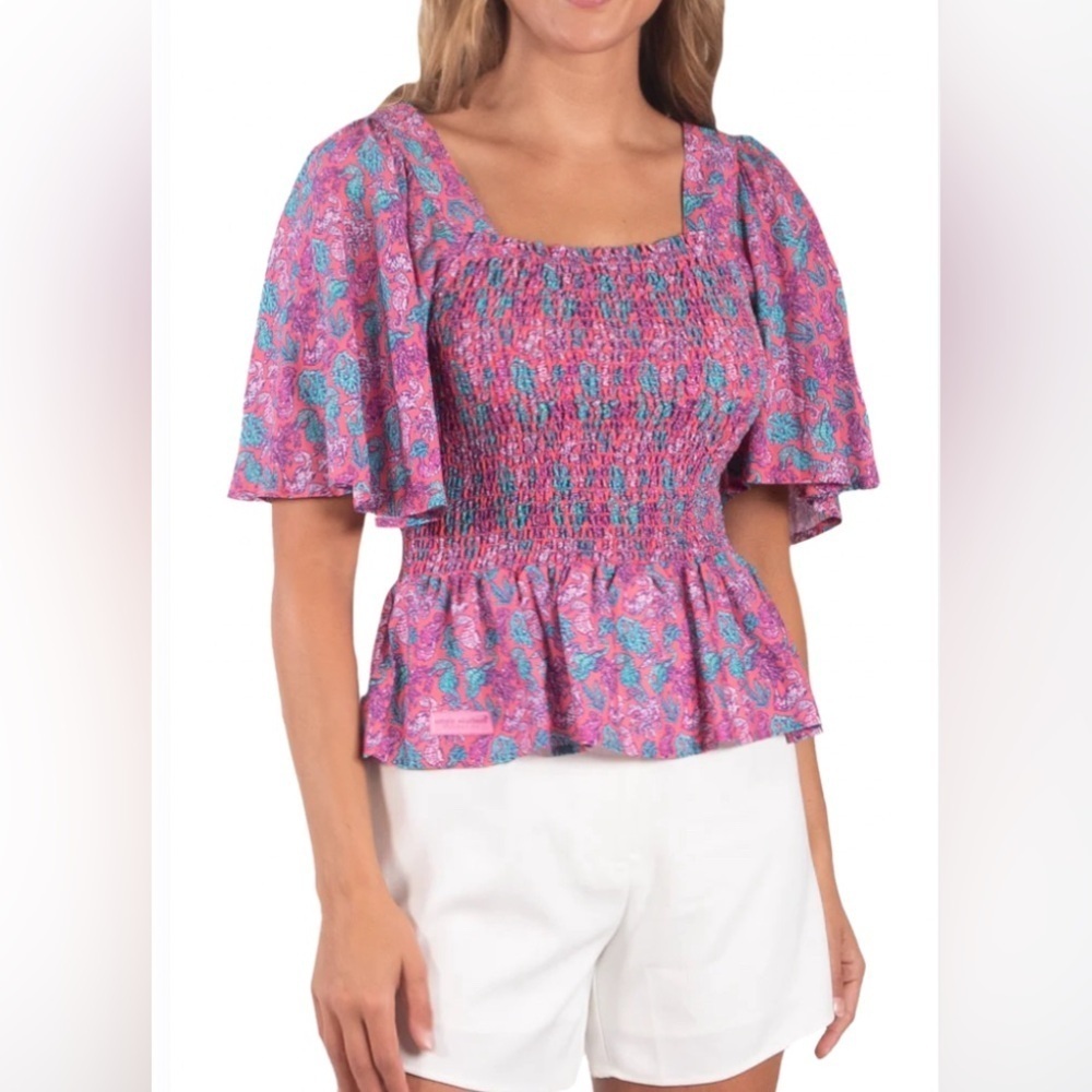 Simply Southern Seahorse Patterned
Shirred Blouse - NWT SZ XL